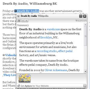 Apture in action Apture in action