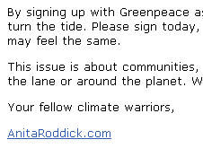 Anita Roddick email 2