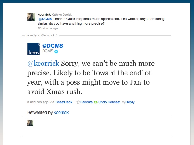 DCMS Twitter response DCMS Twitter response