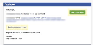Facebook phishing message