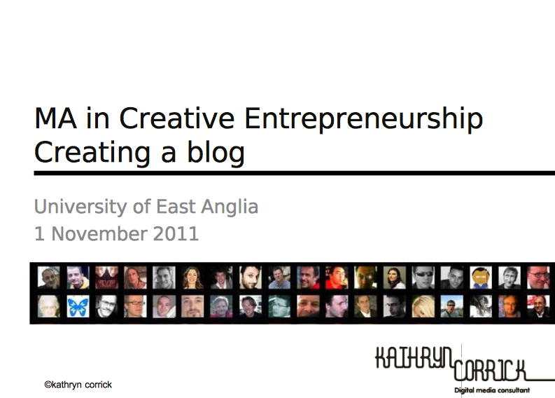 MA in Creative Entrepreneurship: creating a blog